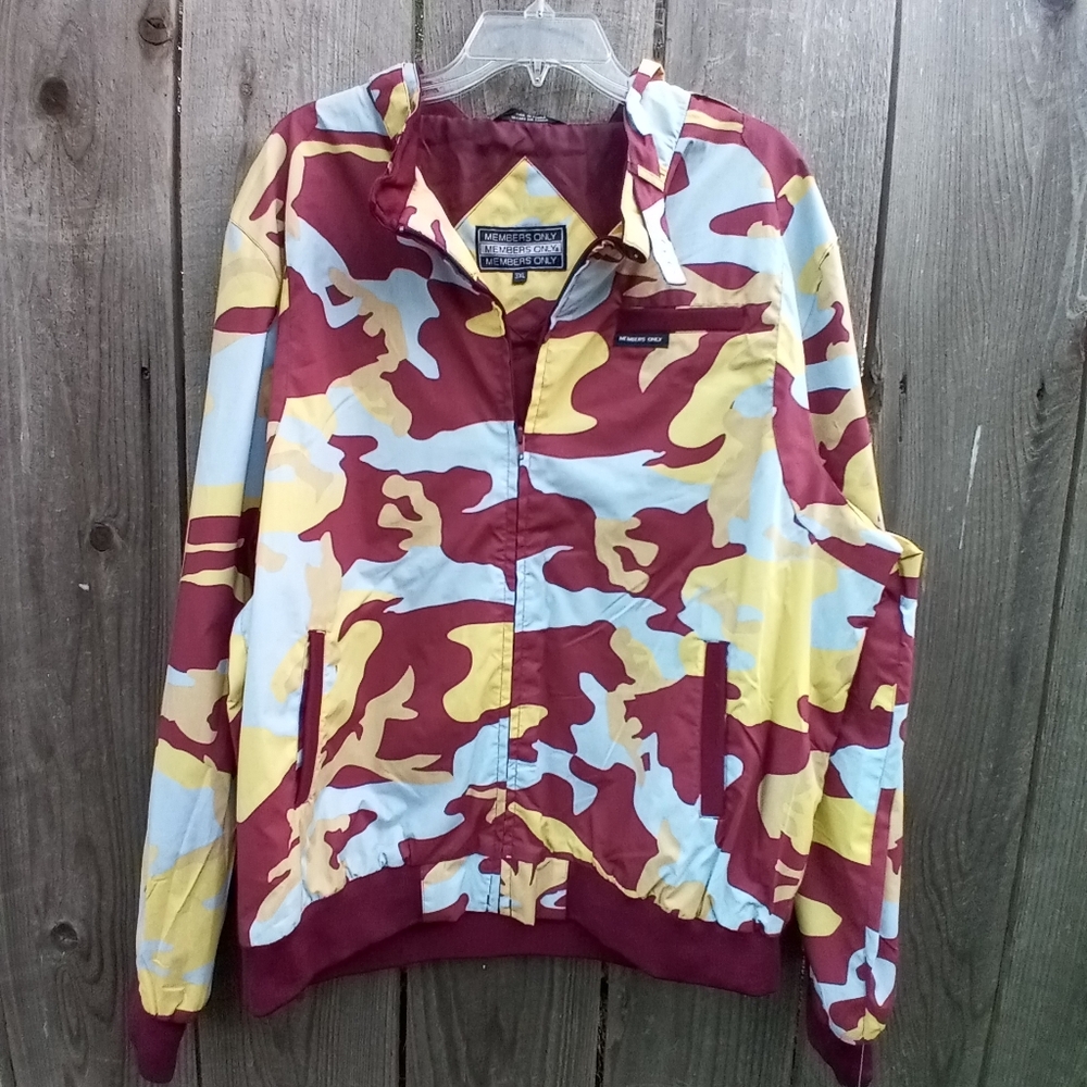 MEMBERS ONLY RAIN JACKET UNISEX SZ 3XL CAMUFLAGE COLORED FULL ZIP CLOSURE NEW
